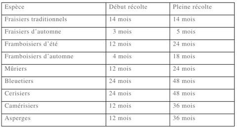 Dans combien de temps (mois) vais-je récolter mes fruits ?