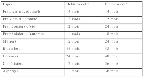 Dans combien de temps (mois) vais-je récolter mes fruits ?